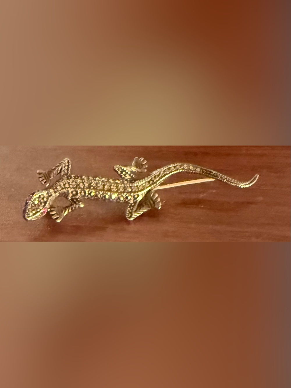 Sterling Marcasite Gecko Lizard Pin 2.5 “